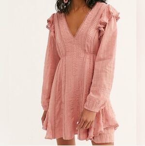 Free People Isabella Linen Salmon‎ Pink Dress Size 8